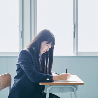 Japanese students routinely at school